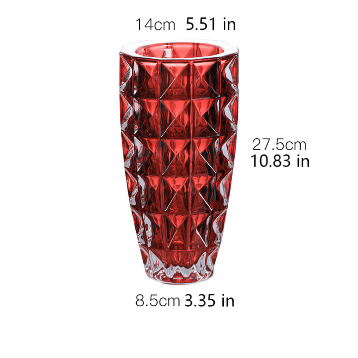 A thick, crystal-clear crystal glass vase.