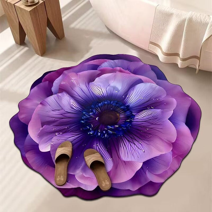 Stunning 3D Floral Pattern Diatomaceous Earth Bath Mat – Non-Slip &amp; Quick-Drying