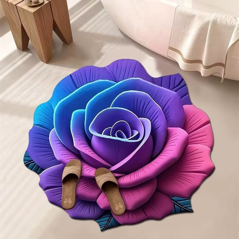Stunning 3D Floral Pattern Floor Mat – Non-Slip &amp; Quick-Drying
