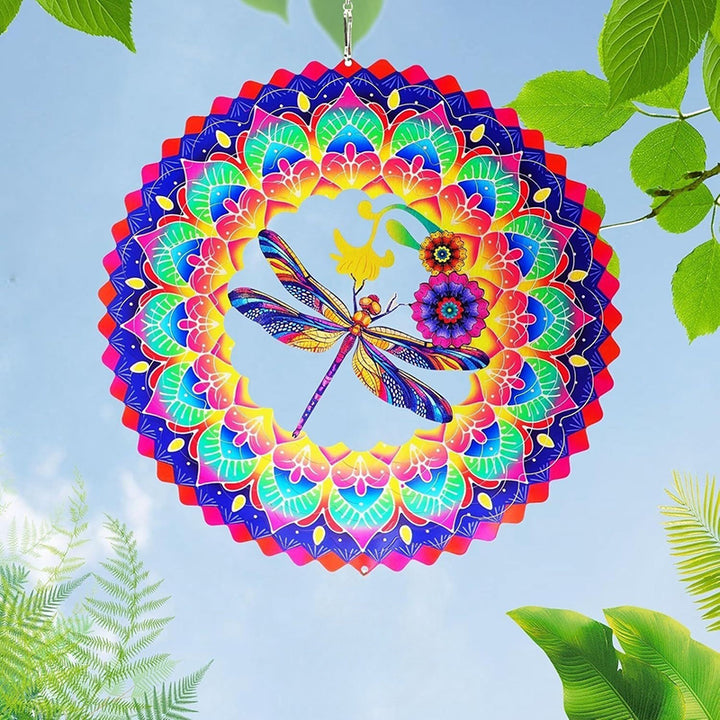 Stainless Steel 3D Visual Mandala Wind Spinner Hanging Ornament