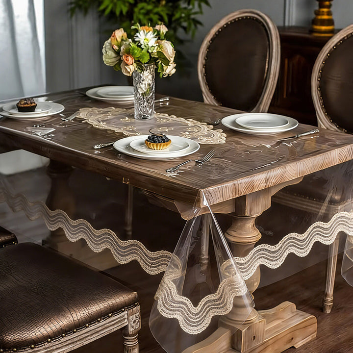 Luxury Transparent Floral Table Protector