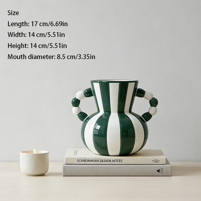 New Nordic-style retro striped ceramic vase