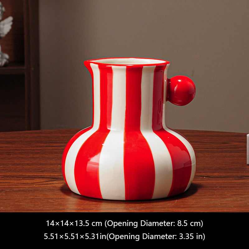 Nordic Retro Striped Ceramic Vase