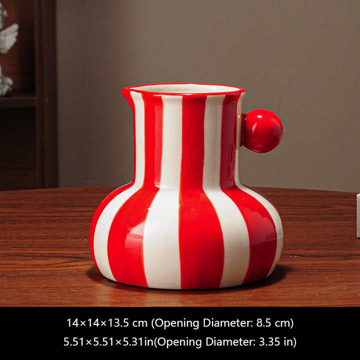 Nordic Retro Striped Ceramic Vase