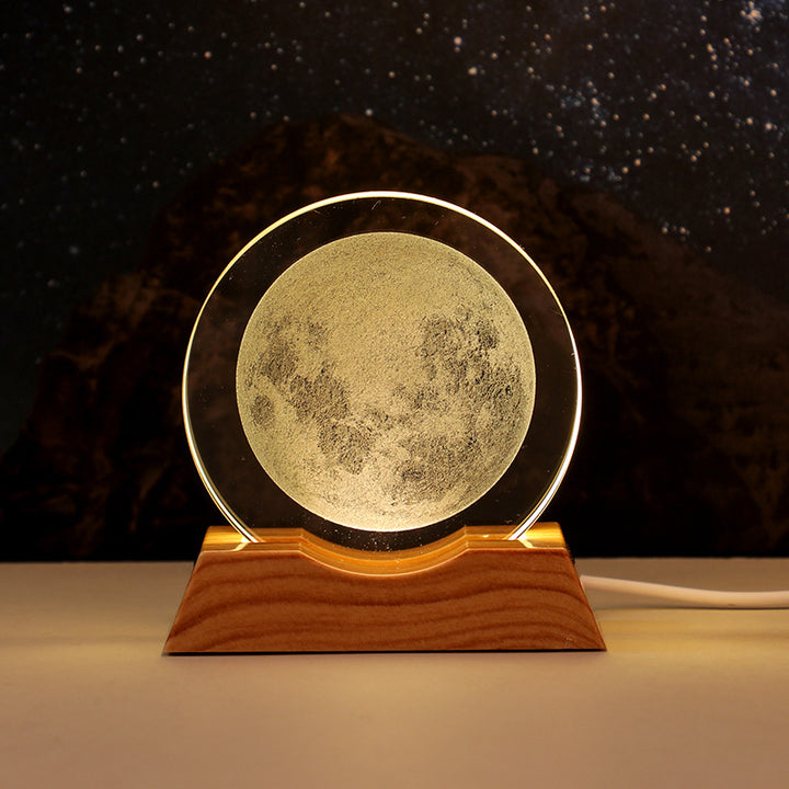 3D Laser-Engraved Crystal Disc + Lighted Plastic Base