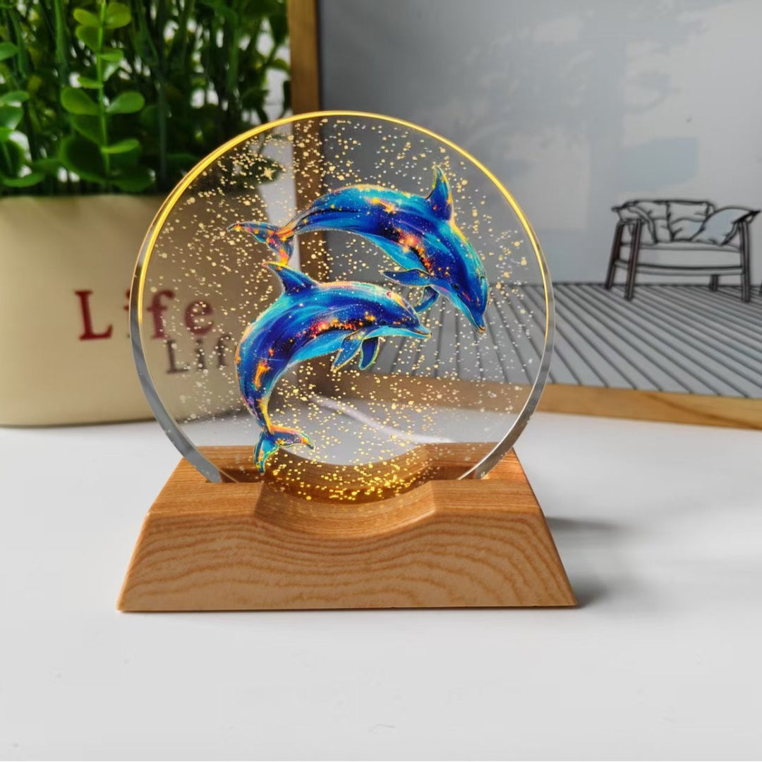 Starry Sky Color 3D Laser-Engraved Crystal Disc Night Light