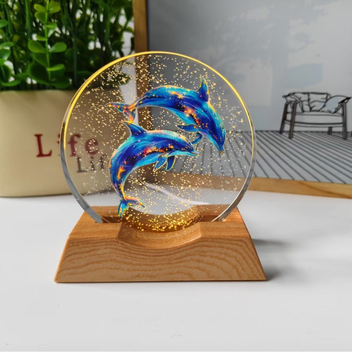 Starry Sky Color 3D Laser-Engraved Crystal Disc Night Light