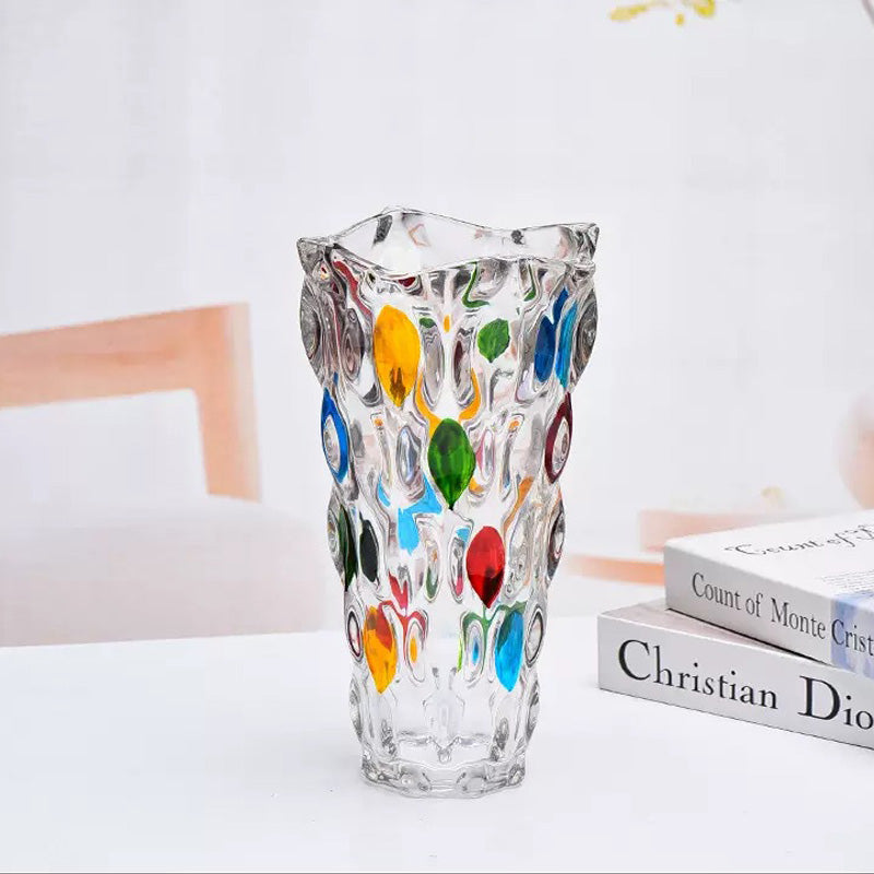 Creative wavy-pattern crystal vase
