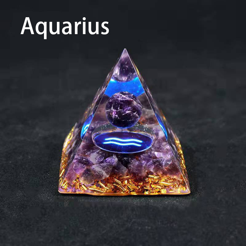 12 Zodiac Sign Resin Crystal Pyramid – Gift for Kids