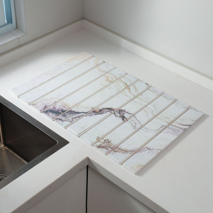 Foldable Marble-Pattern Countertop Mat (Absorbent &amp; Heat-Resistant)