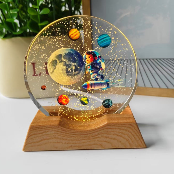 Starry Sky Color 3D Laser-Engraved Crystal Disc Night Light