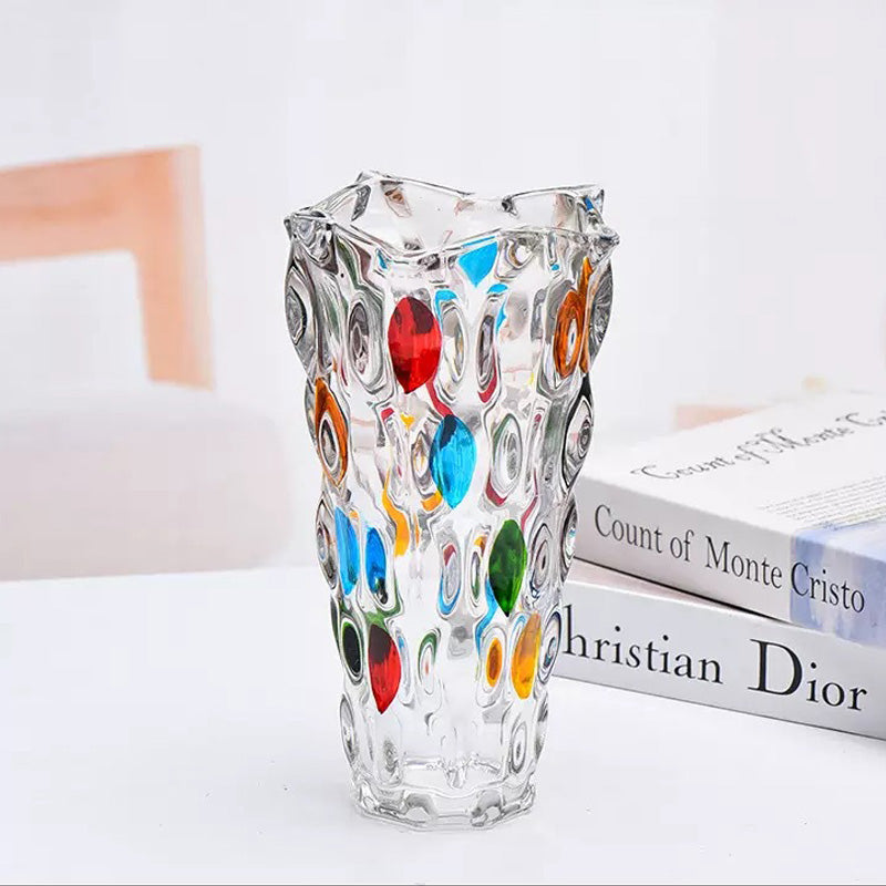 Creative wavy-pattern crystal vase