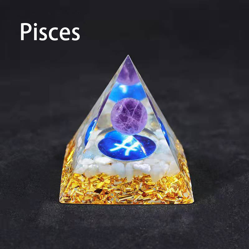 12 Zodiac Sign Resin Crystal Pyramid – Gift for Kids