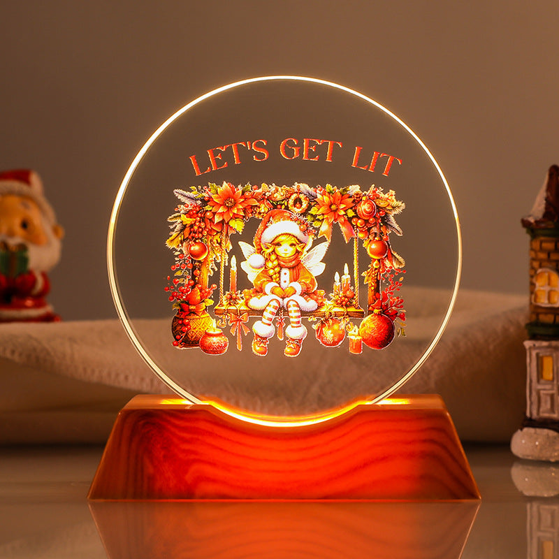 Crystal Holiday Decorative Gift + Small Light-Up Base Night Light