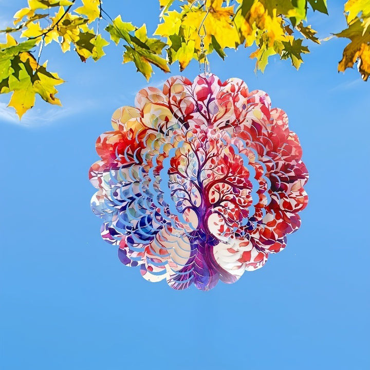 Stainless Steel 3D Visual Mandala Wind Spinner Hanging Ornament