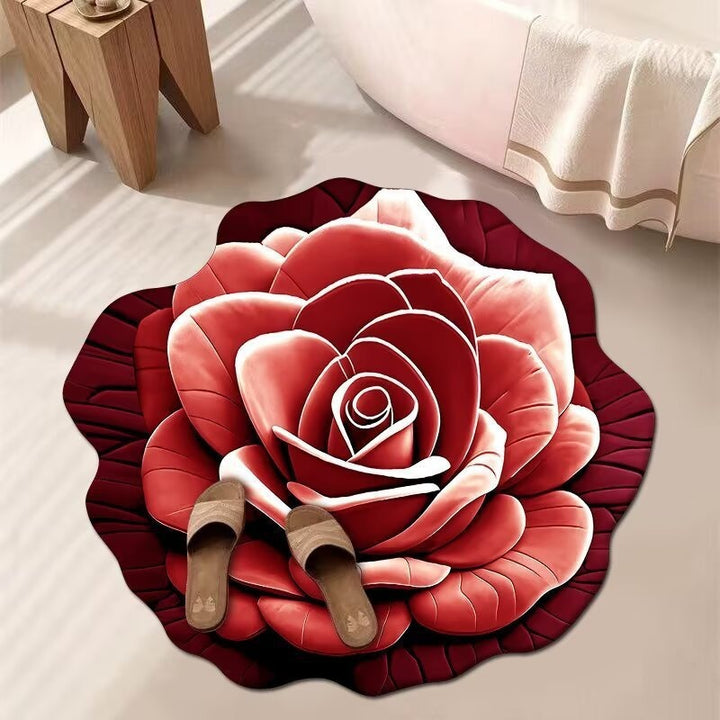 Stunning 3D Floral Pattern Diatomaceous Earth Bath Mat – Non-Slip &amp; Quick-Drying