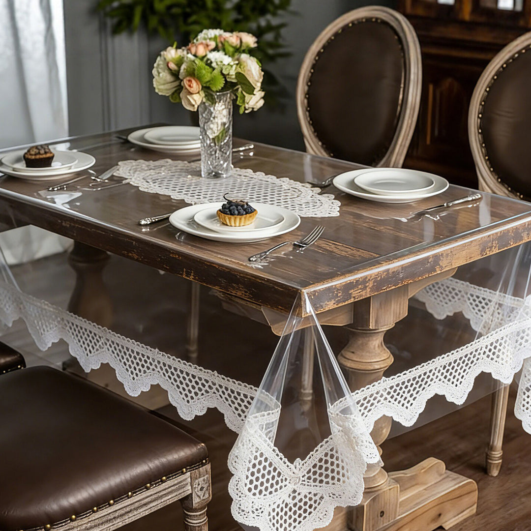 Luxury Transparent Floral Table Protector