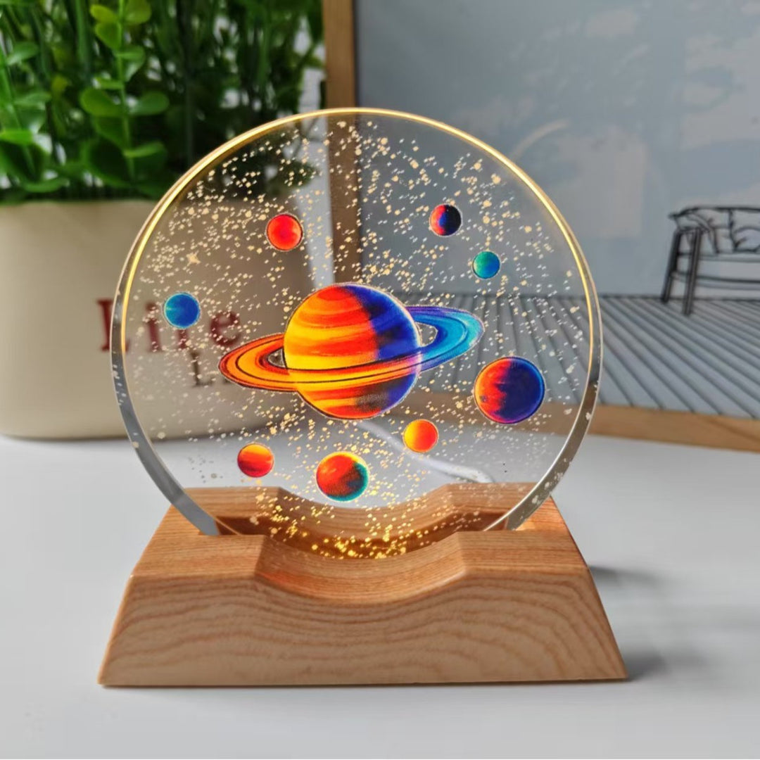 Starry Sky Color 3D Laser-Engraved Crystal Disc Night Light