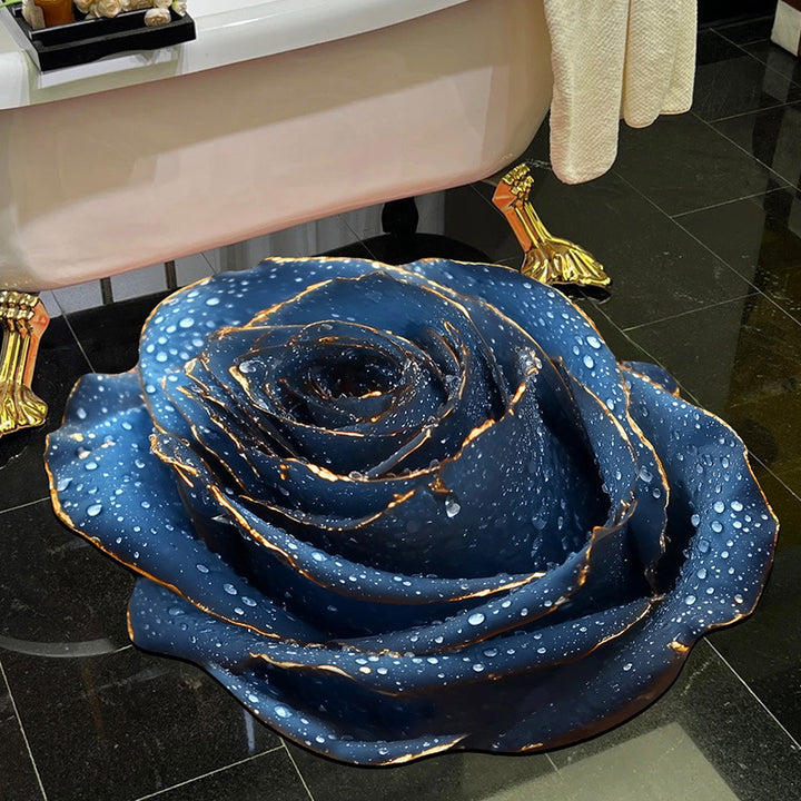 Visually stunning 3D floral-patterned non-slip, absorbent floor mat.