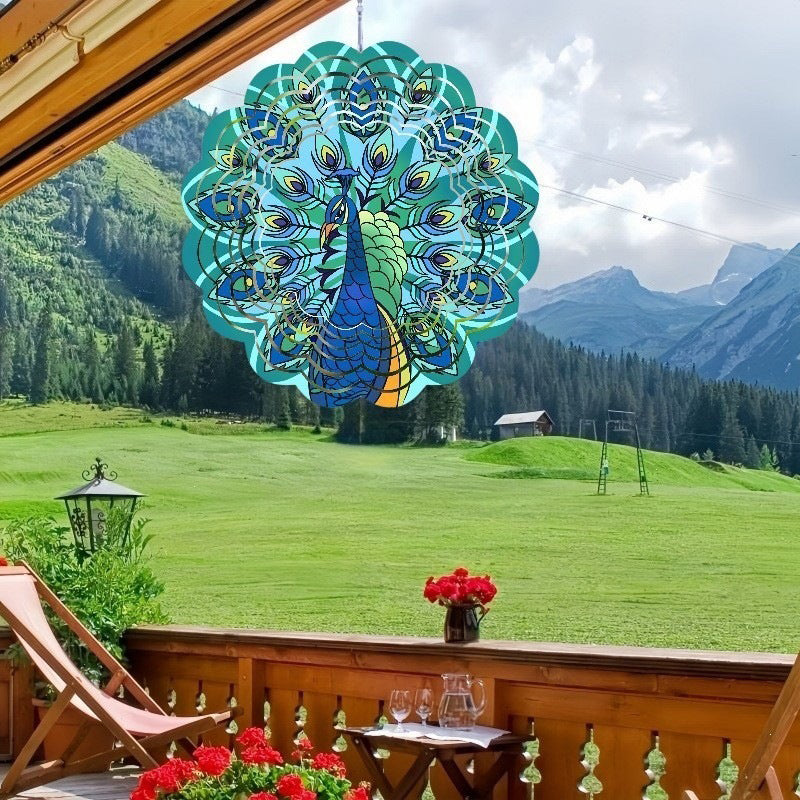 Stainless Steel 3D Visual Mandala Wind Spinner Hanging Ornament
