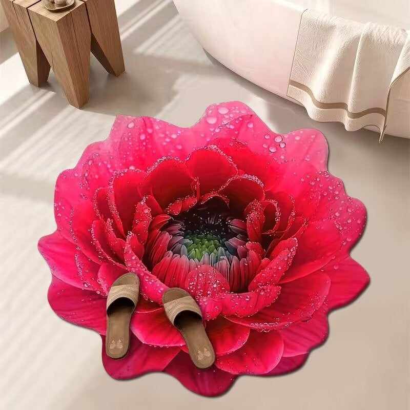 Stunning 3D Floral Pattern Diatomaceous Earth Bath Mat – Non-Slip &amp; Quick-Drying