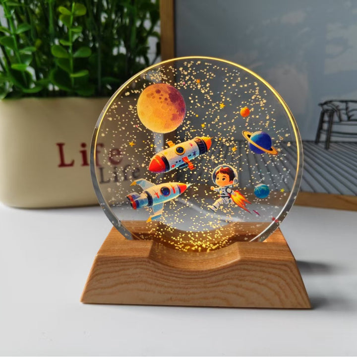 Starry Sky Color 3D Laser-Engraved Crystal Disc Night Light