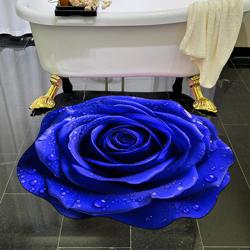 Visually stunning 3D floral-patterned non-slip, absorbent floor mat.