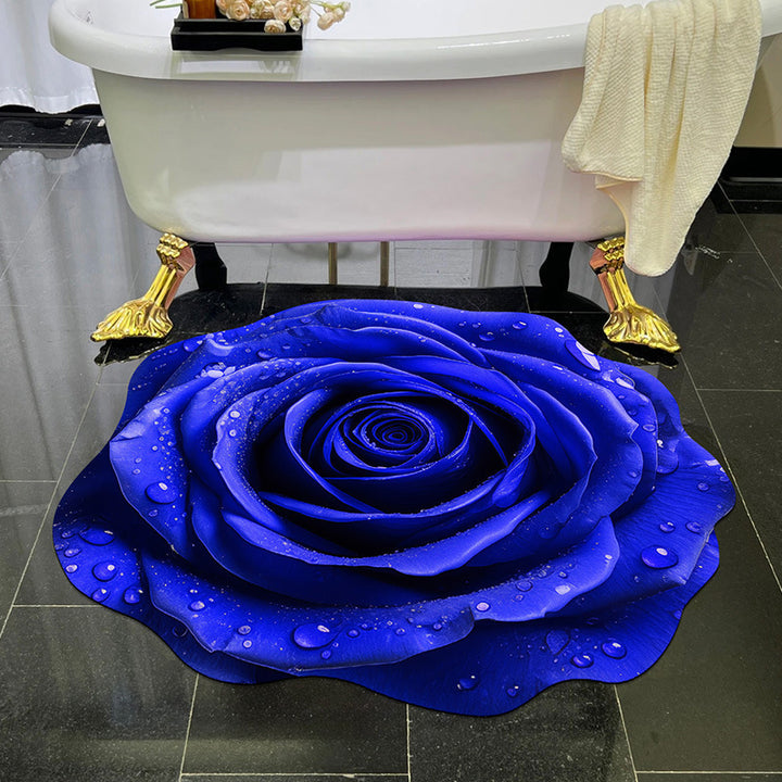 Visually stunning 3D floral-patterned non-slip, absorbent floor mat.