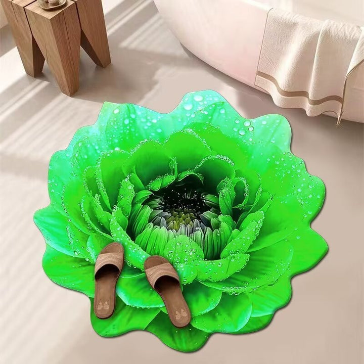 Stunning 3D Floral Pattern Diatomaceous Earth Bath Mat – Non-Slip &amp; Quick-Drying