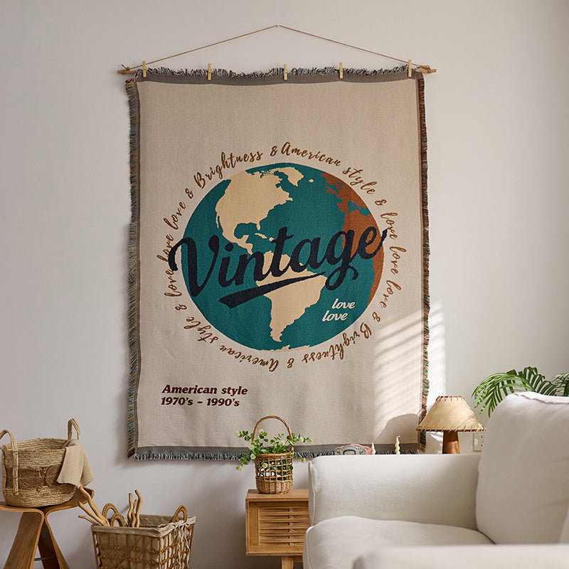 "Instagram-style" fabric wall hanging with cotton tassels