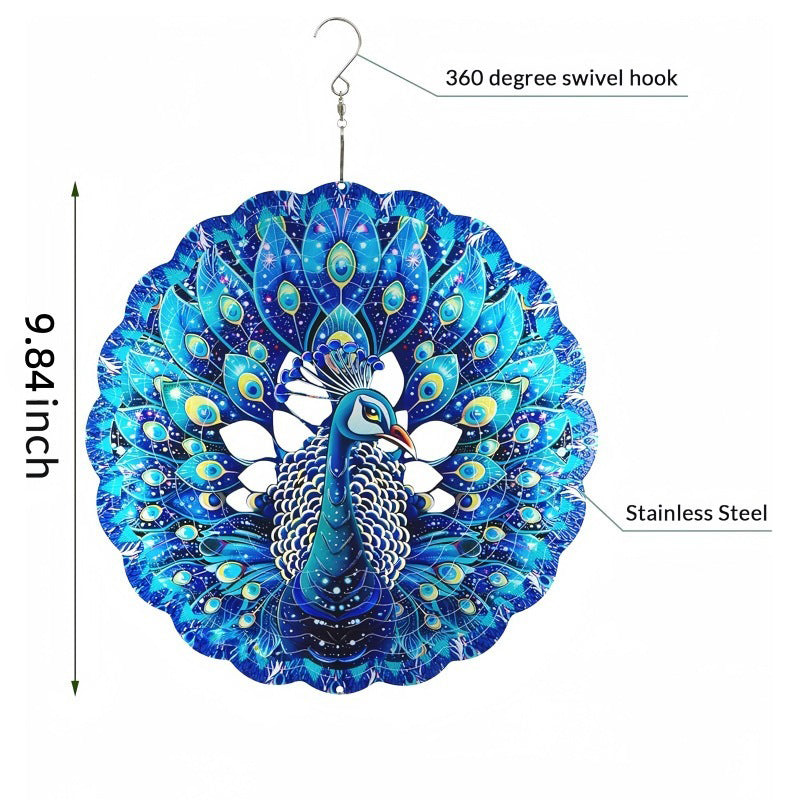 Stainless Steel 3D Visual Mandala Wind Spinner Hanging Ornament