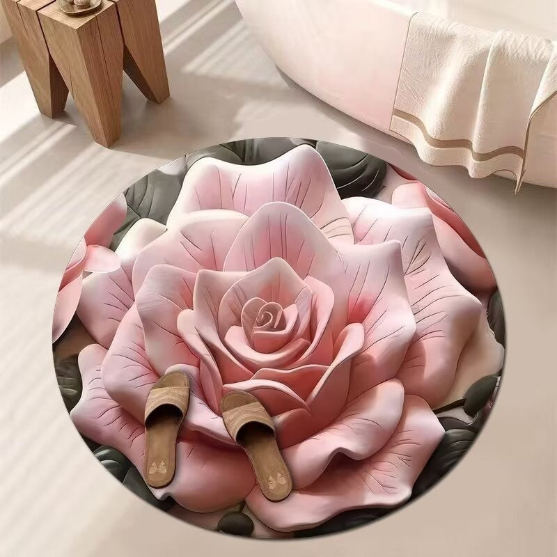Stunning 3D Floral Pattern Diatomaceous Earth Bath Mat – Non-Slip &amp; Quick-Drying