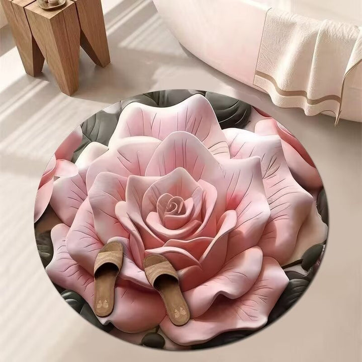 Stunning 3D Floral Pattern Diatomaceous Earth Bath Mat – Non-Slip &amp; Quick-Drying
