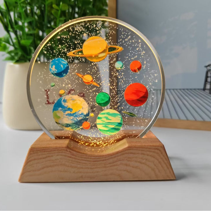Starry Sky Color 3D Laser-Engraved Crystal Disc Night Light
