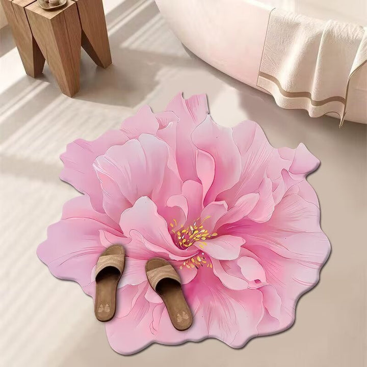 Stunning 3D Floral Pattern Diatomaceous Earth Bath Mat – Non-Slip &amp; Quick-Drying