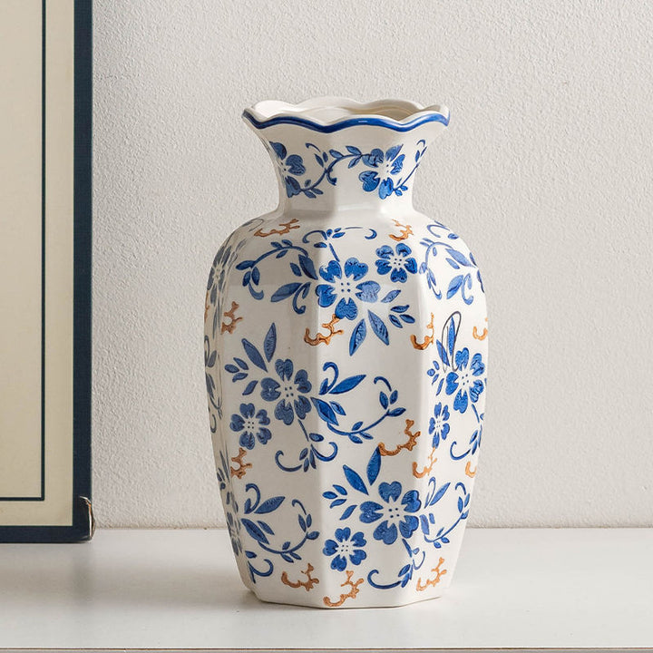 High-quality blue and white porcelain floral vase