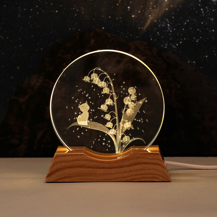 3D Laser-Engraved Crystal Disc + Lighted Plastic Base