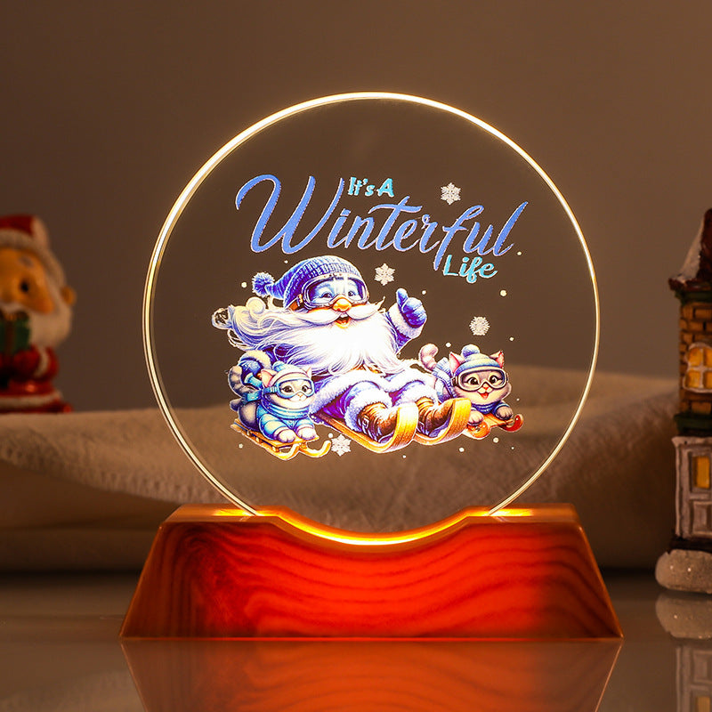 Crystal Holiday Decorative Gift + Small Light-Up Base Night Light