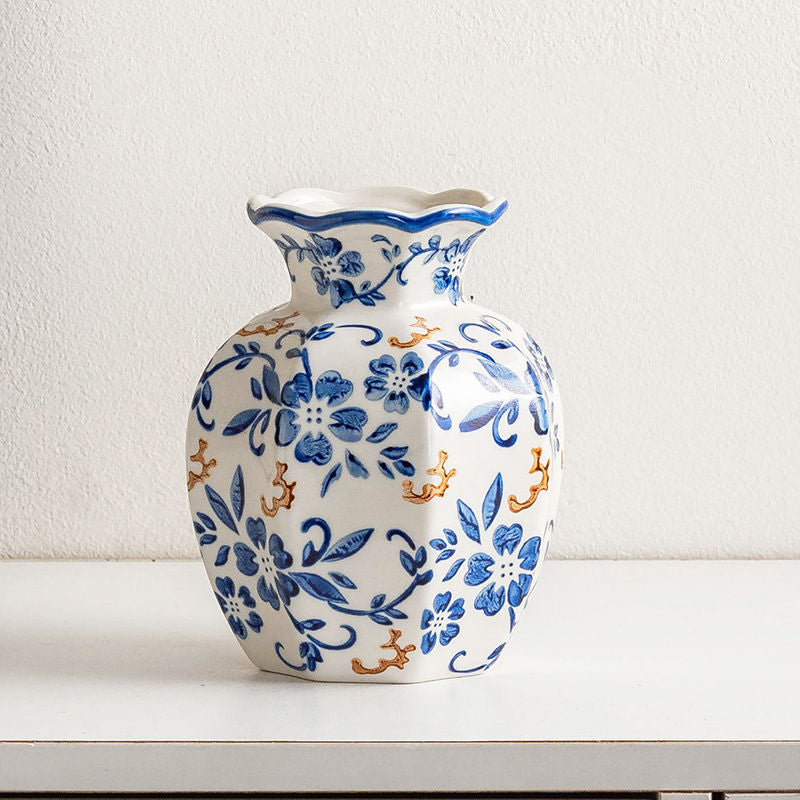 High-quality blue and white porcelain floral vase