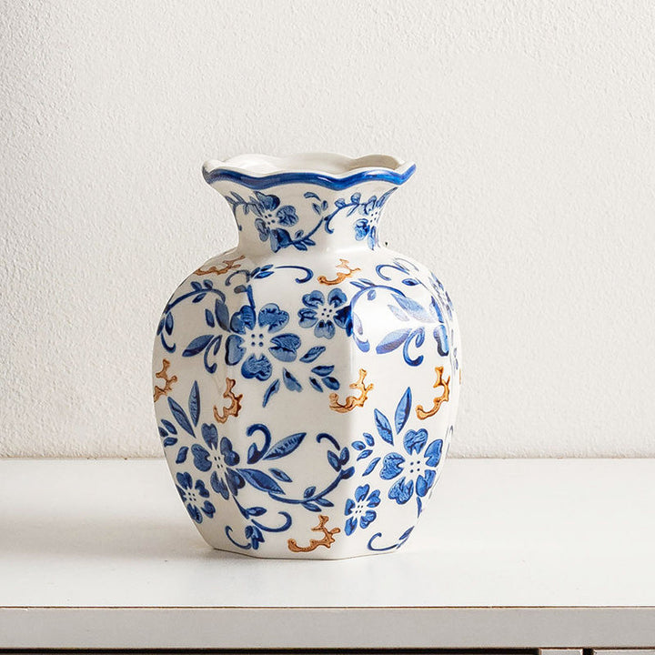 High-quality blue and white porcelain floral vase