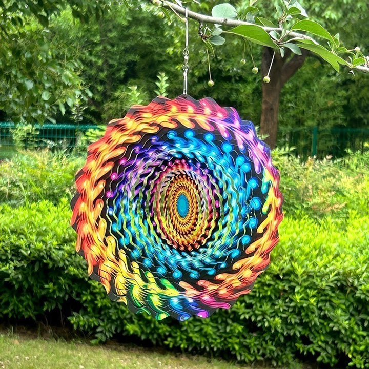 Stainless Steel 3D Visual Mandala Wind Spinner Hanging Ornament