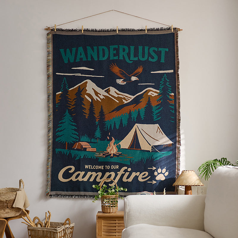 "Instagram-style" fabric wall hanging with cotton tassels