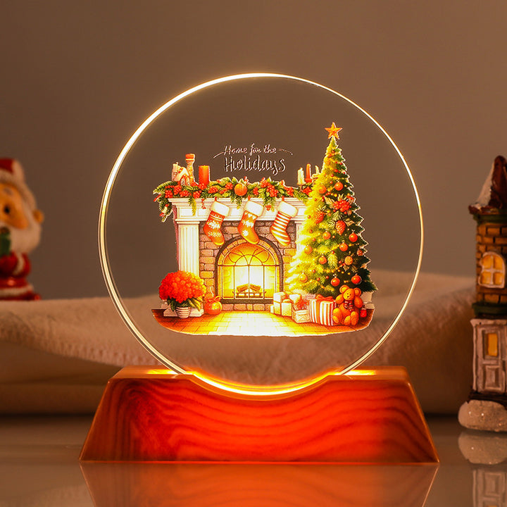 Crystal Holiday Gift Ornament + Light-Up Base Night Light