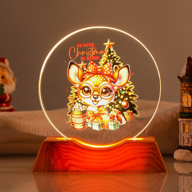 Crystal Holiday Gift Ornament + Light-Up Base Night Light