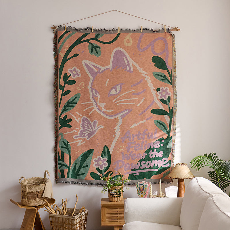 "Instagram-style" fabric wall hanging with cotton tassels