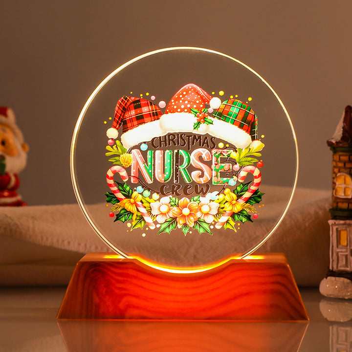 Crystal Holiday Gift Ornament + Light-Up Base Night Light