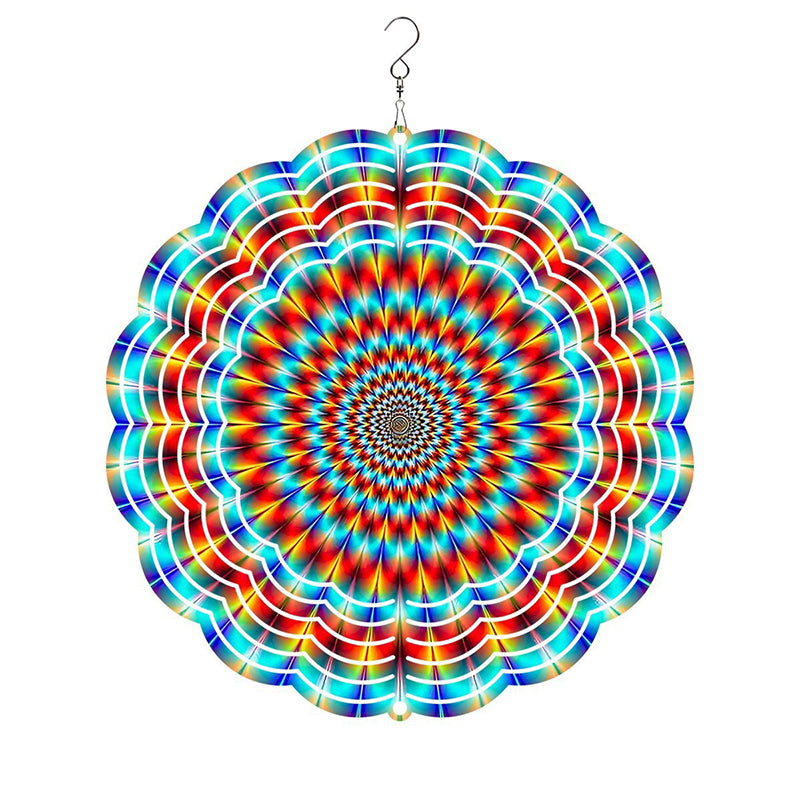 Stainless Steel 3D Visual Mandala Wind Spinner Hanging Ornament