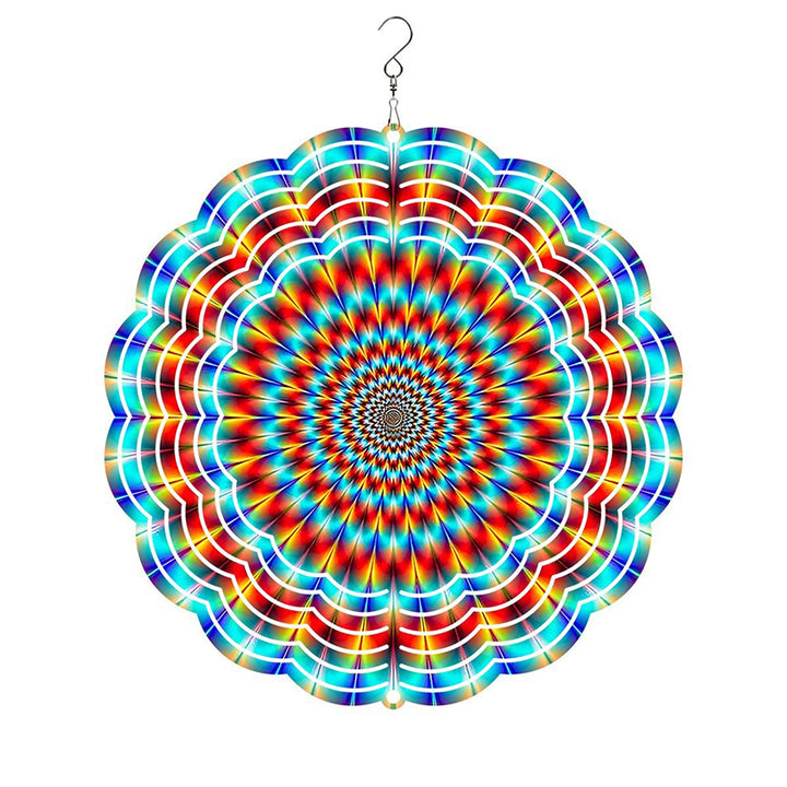 Stainless Steel 3D Visual Mandala Wind Spinner Hanging Ornament