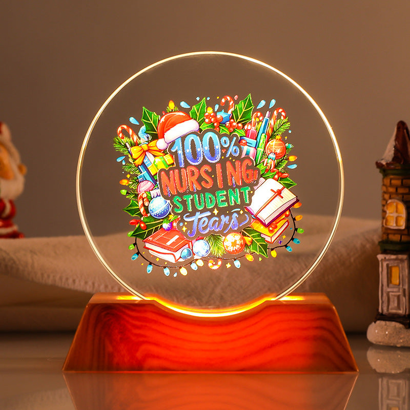 Crystal Holiday Gift Ornament + Light-Up Base Night Light