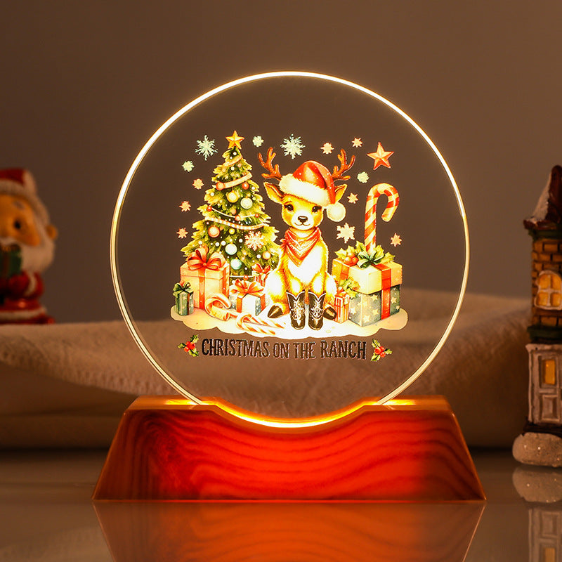 Crystal Holiday Gift Ornament + Light-Up Base Night Light